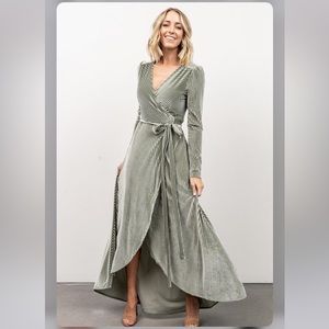 Jada Ribbed Velvet Wrap Dress - XL
